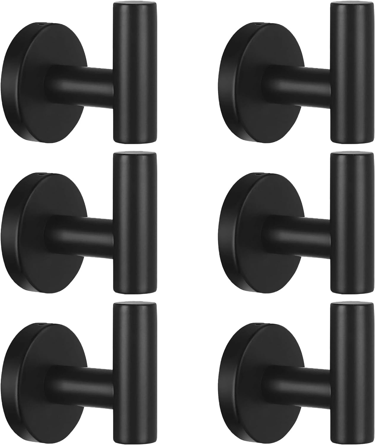 Kruodop Towel Hooks for Bathroom,6 Packs Wall Mount Towel Holder,Black Matte Wall Robe Hook,Stainless Steel Heavy Duty Door Hanger Towel Hook for Kitchen, Bedroom,Hotel,Pool,Coats - Black