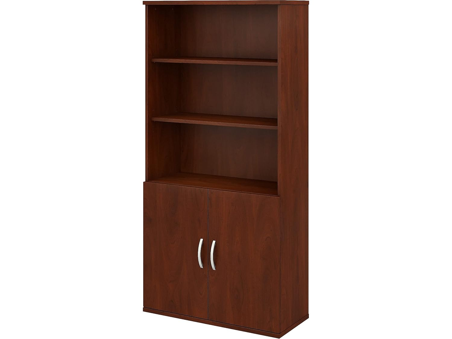 Bush Business Furniture STC015HC 5 Shelf Bookcase with Doors  Hansen Cherry