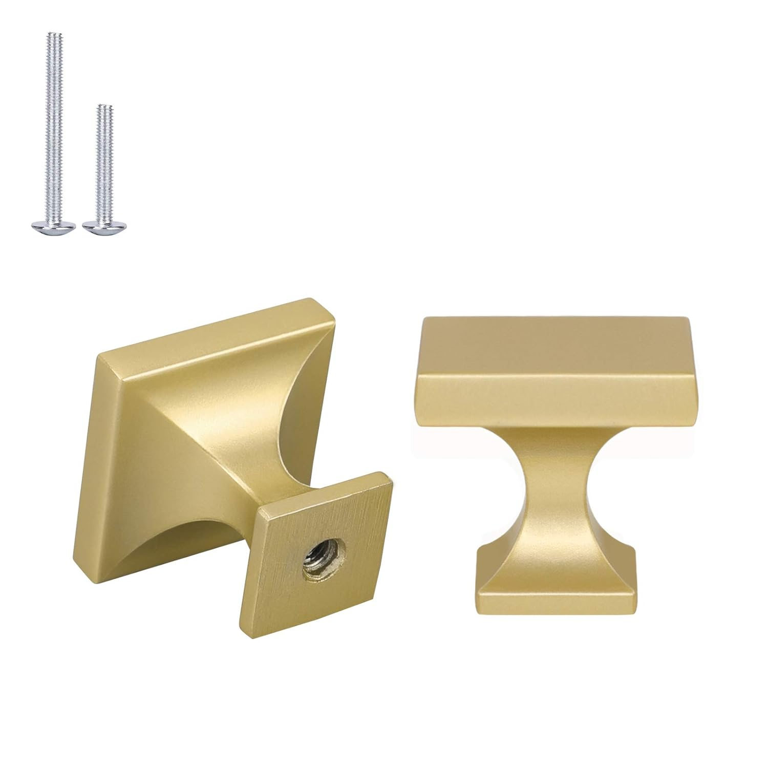 Haliwu 20 Pack Gold Cabinet Knobs Brushed Brass Dresser Drawer Knobs Square Gold Kitchen Cabinet Hardware Zinc Alloy