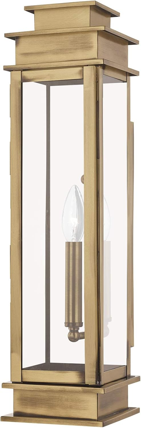 Livex Lighting Princeton 1 -Light 20.25-in H Antique Brass Hardwired Outdoor Wall Light