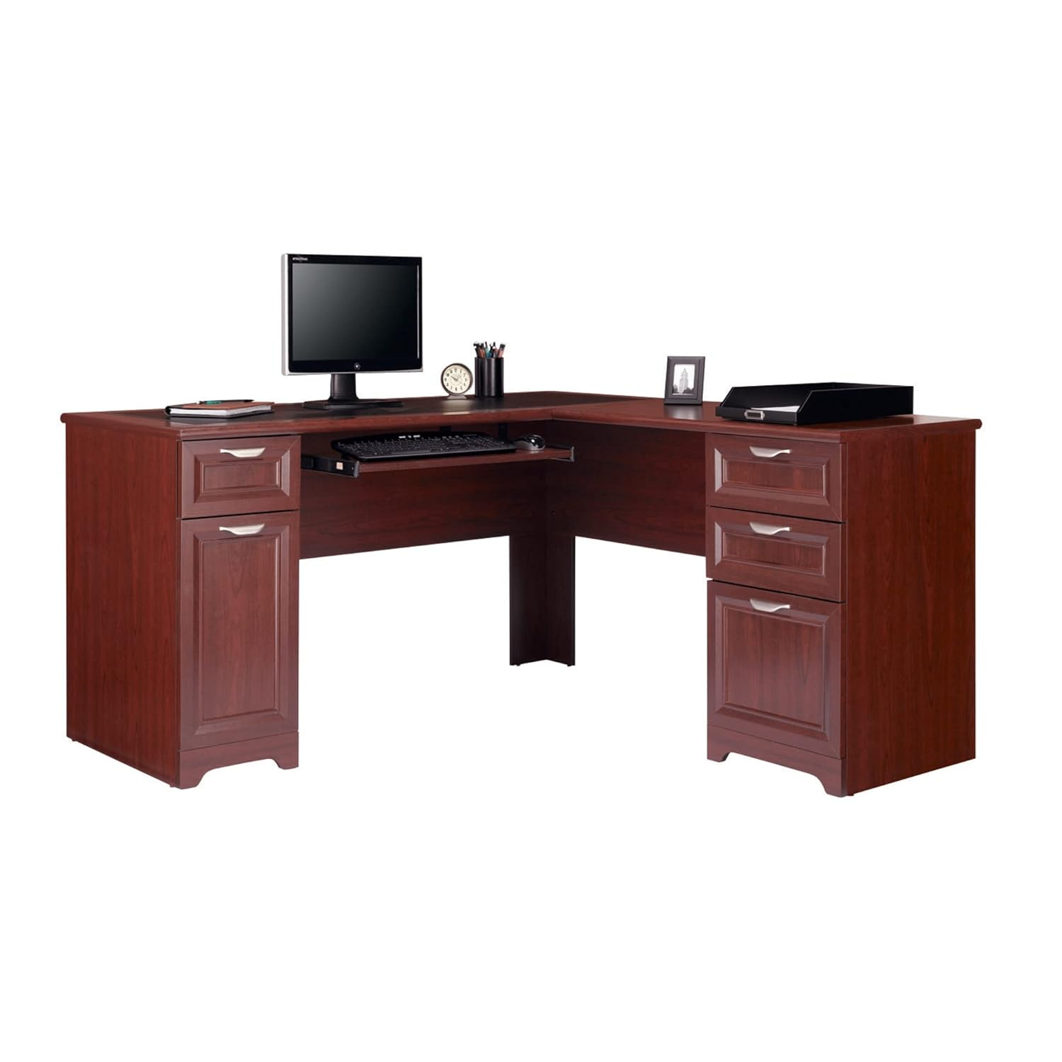 Realspace Magellan 59"W L-Shaped Desk, Classic Cherry