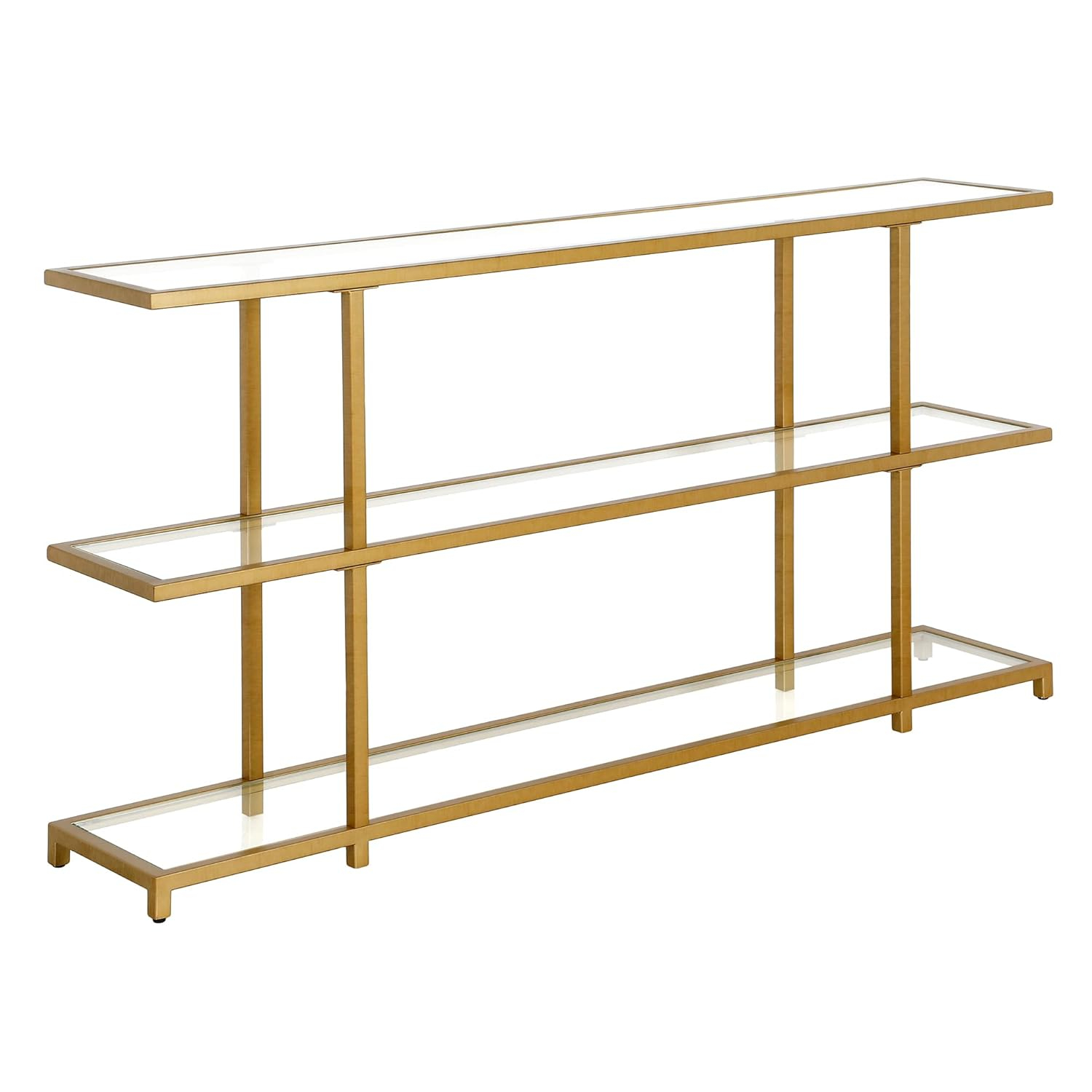 Greenwich 55'' Wide Rectangular Console Table in Brass