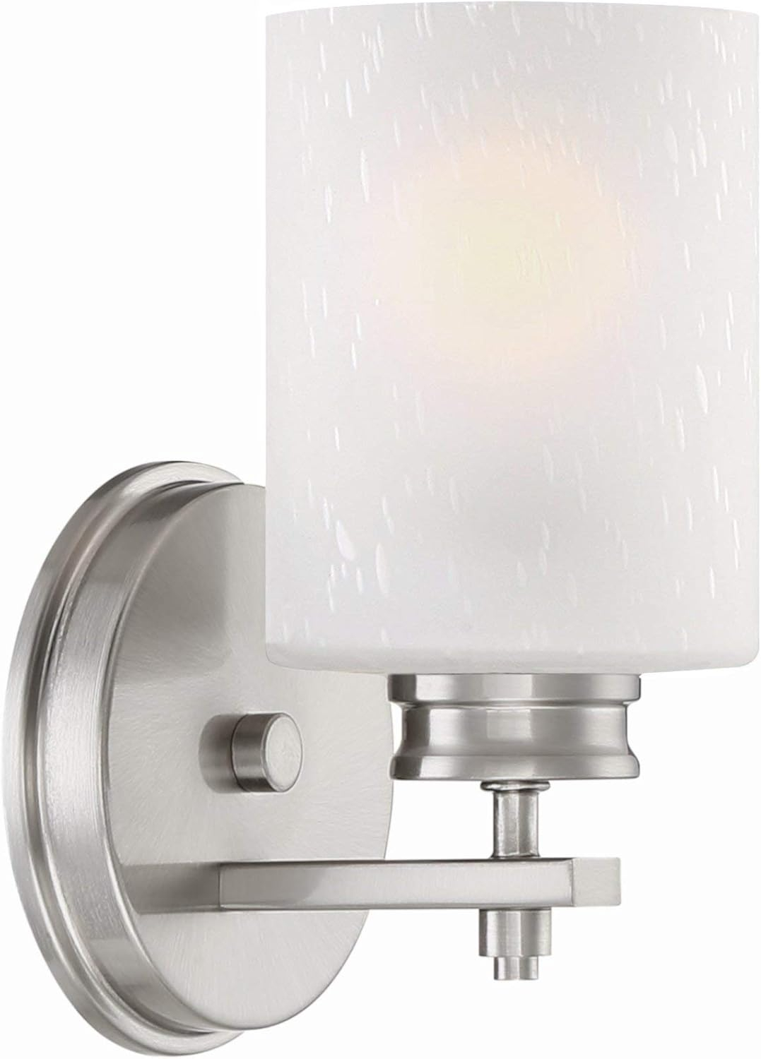 Kira Home Phoebe 8" Modern Farmhouse Wall Sconce/Vanity Light + Frosted Seeded Glass Shade, Brushed Nickel Finish