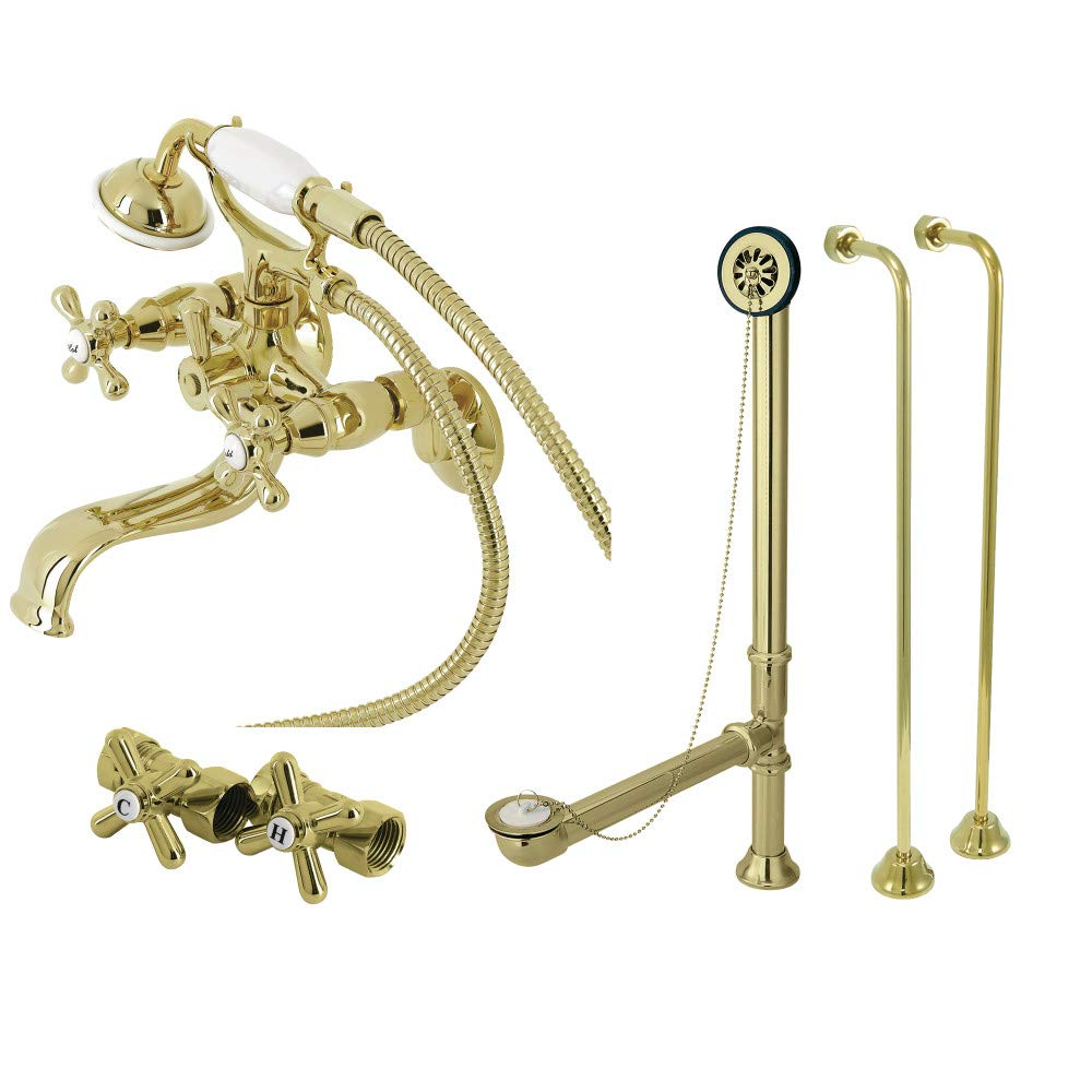 Polished Brass Vintage Clawfoot Tub Faucet Package with Hand Shower