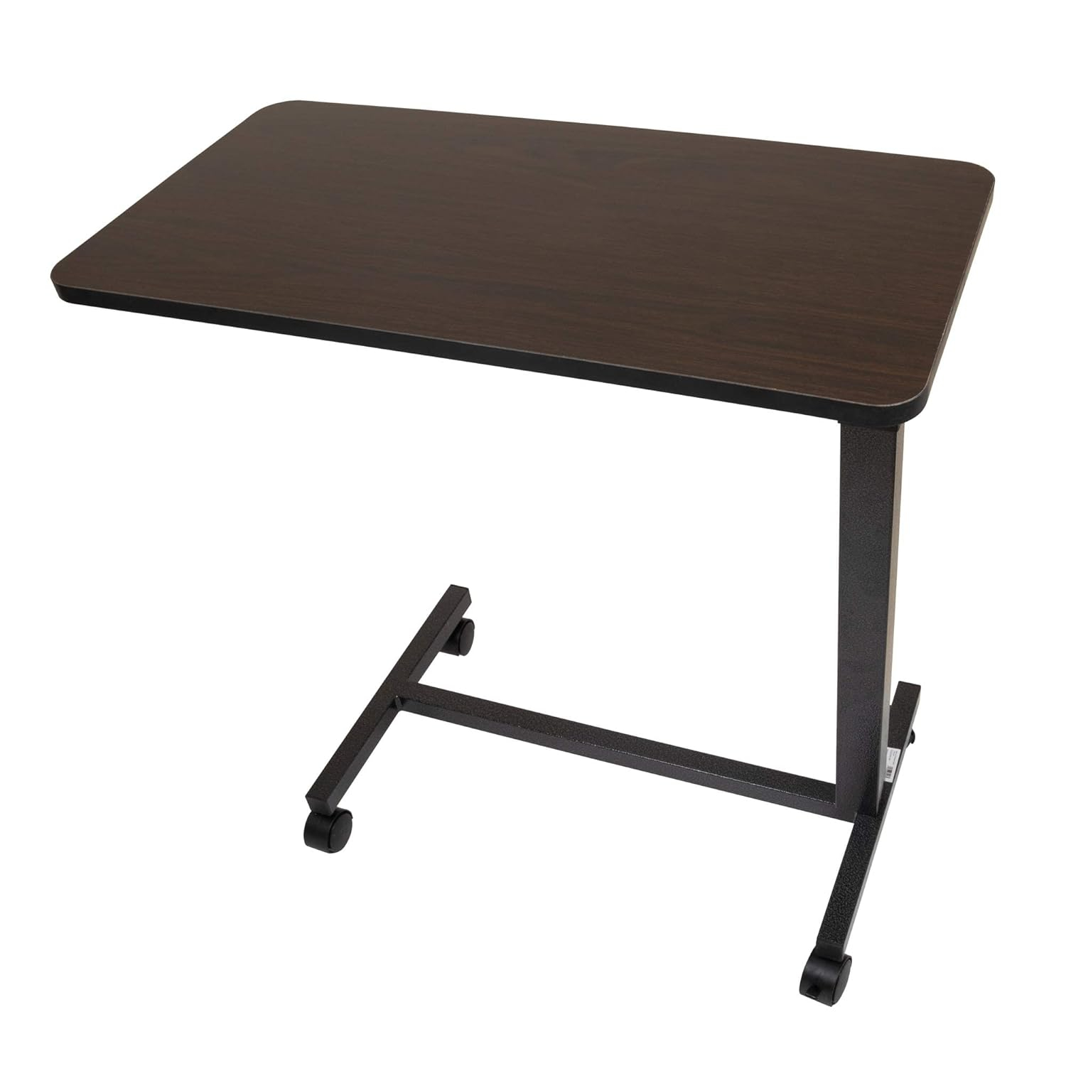 Carex Overbed Table with Adjustable Tray for Laptop, Portable with Wheels, For Home Use, Brown