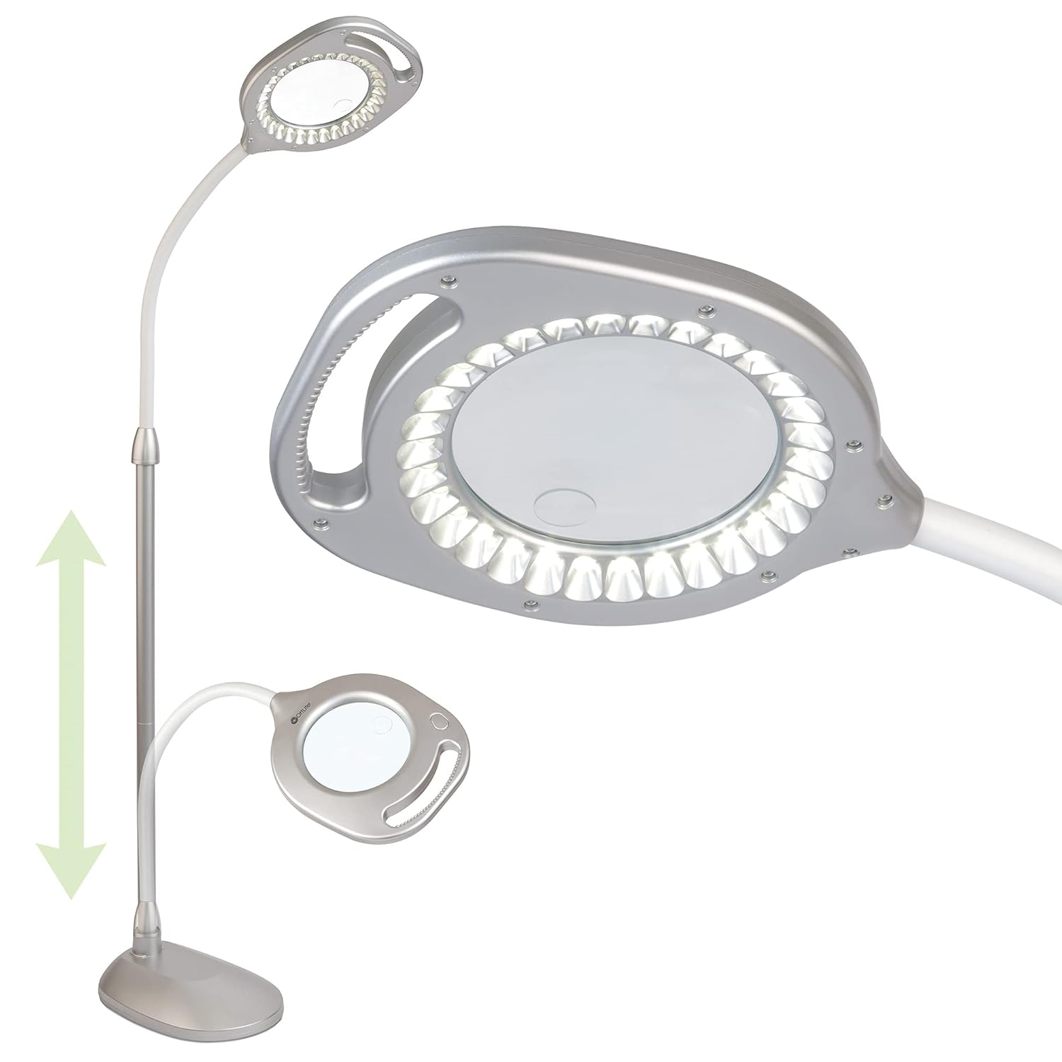Ottlite 2-in-1 LED Magnifier Floor and Table Light, Silver