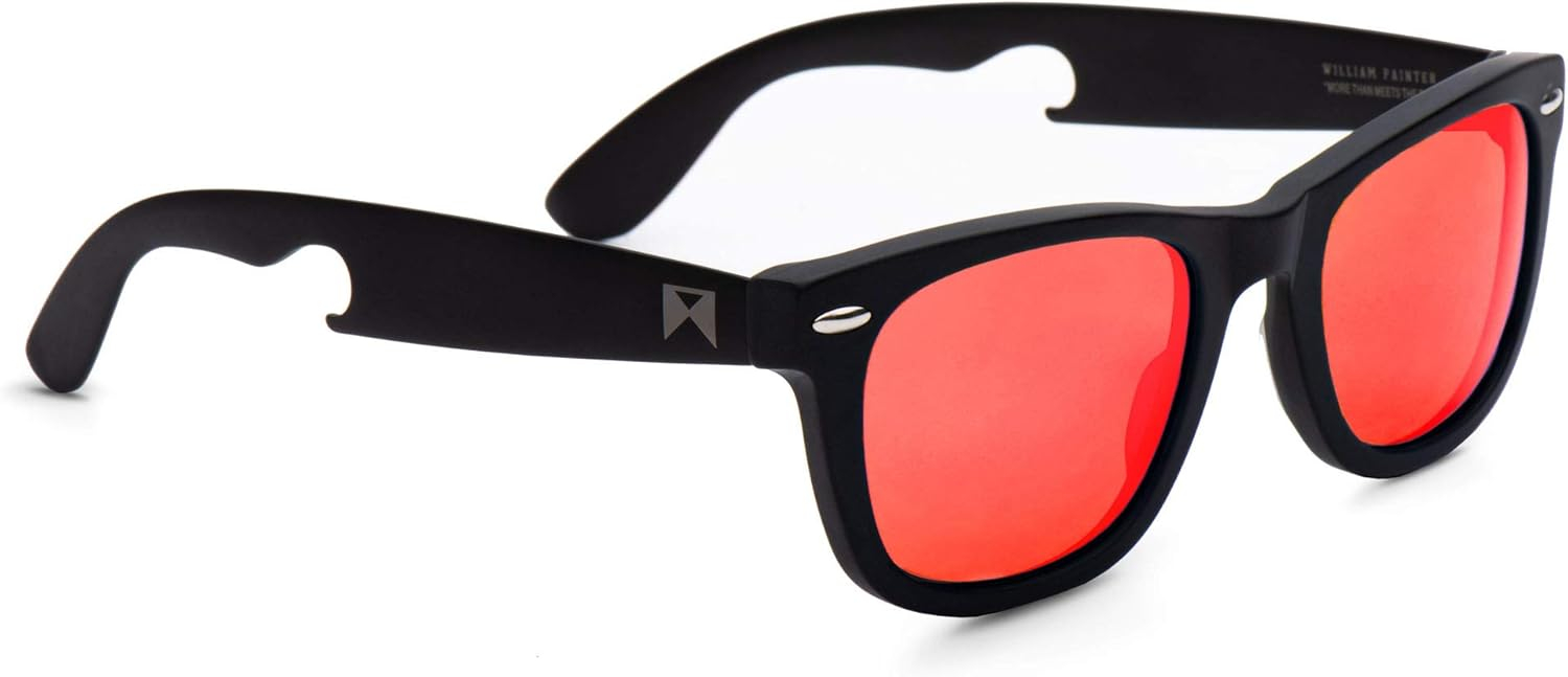 Red Polarized Mirrored Titanium Sunglasses with Bottle Opener