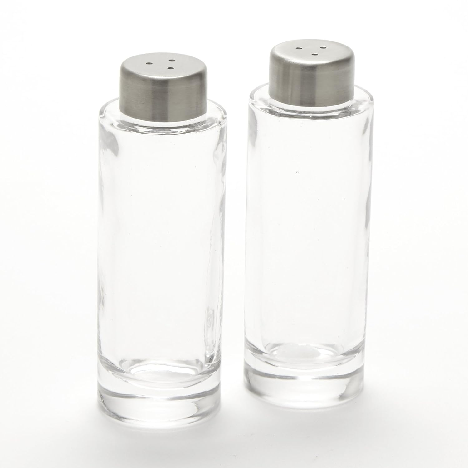 Clear Glass and Stainless Steel Salt and Pepper Shaker Set