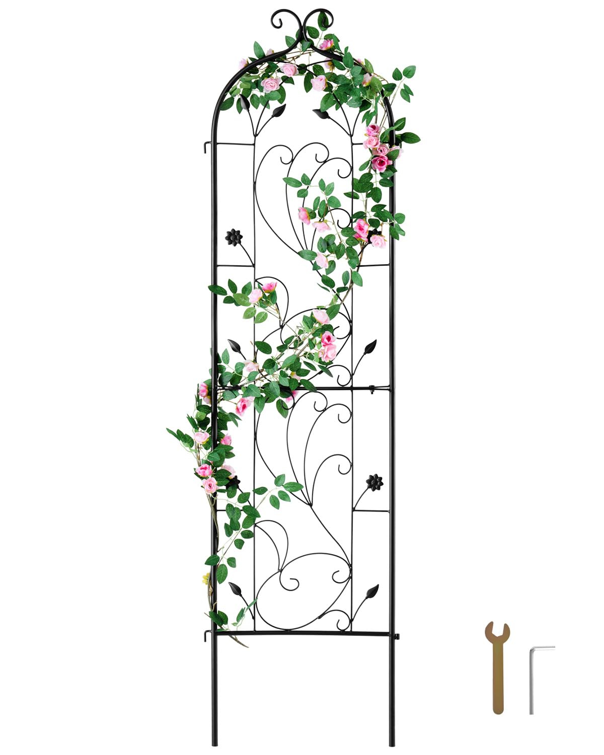 Garden Trellis for Climbing Plants, 60 x 15 in., 2 Packs Rustproof Metal Garden Flower Trellis, Climbing Rose Trellis
