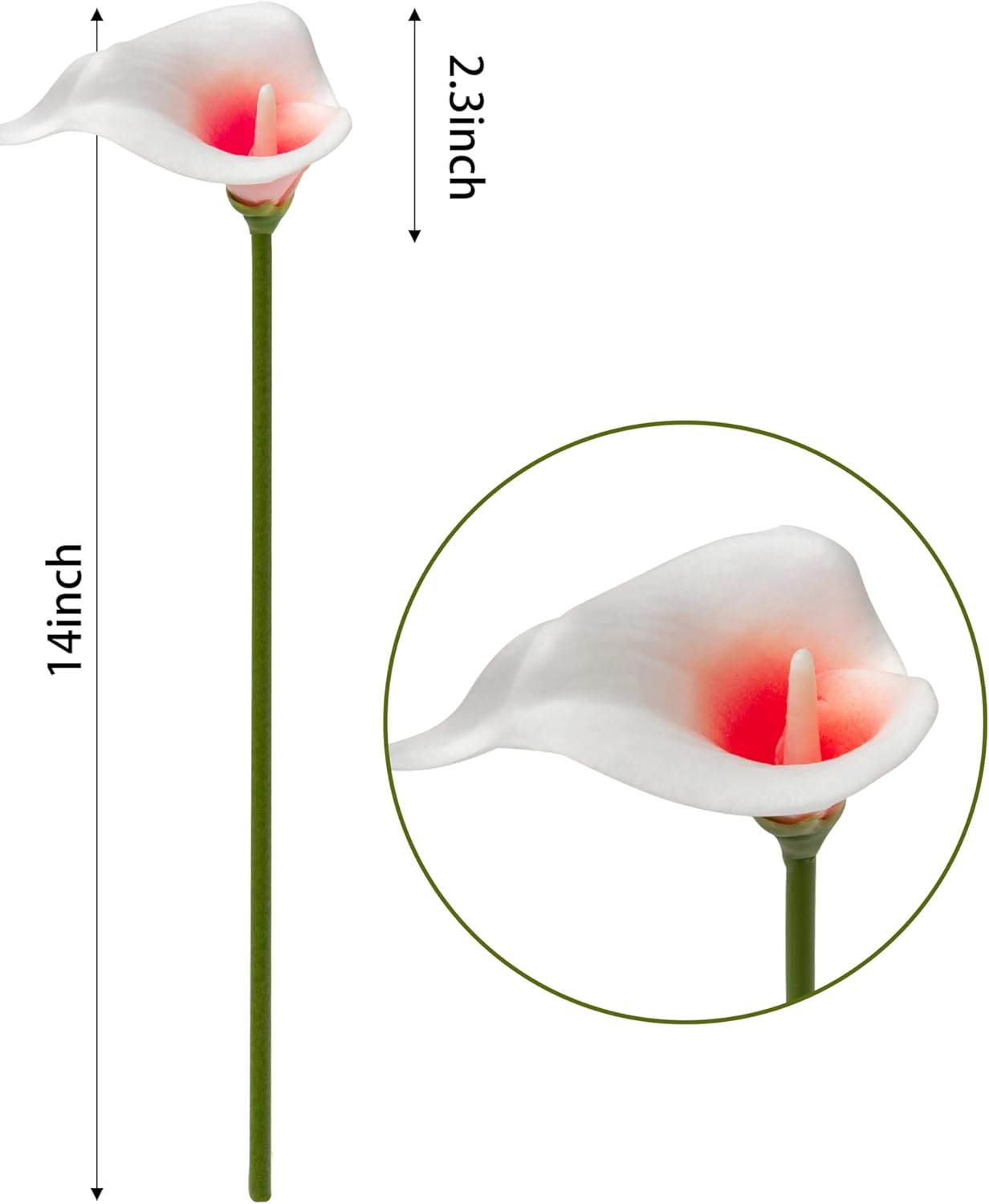 DuHouse 20Pcs Artificial Calla Lily Flower Real Touch Latex Flowers for DIY Wedding Bouquet Party Home Decor (White Red)