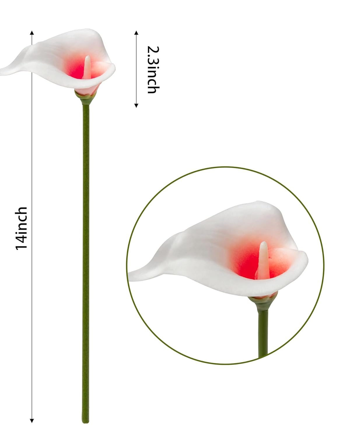 DuHouse 20Pcs Artificial Calla Lily Flower Real Touch Latex Flowers for DIY Wedding Bouquet Party Home Decor (White Red)