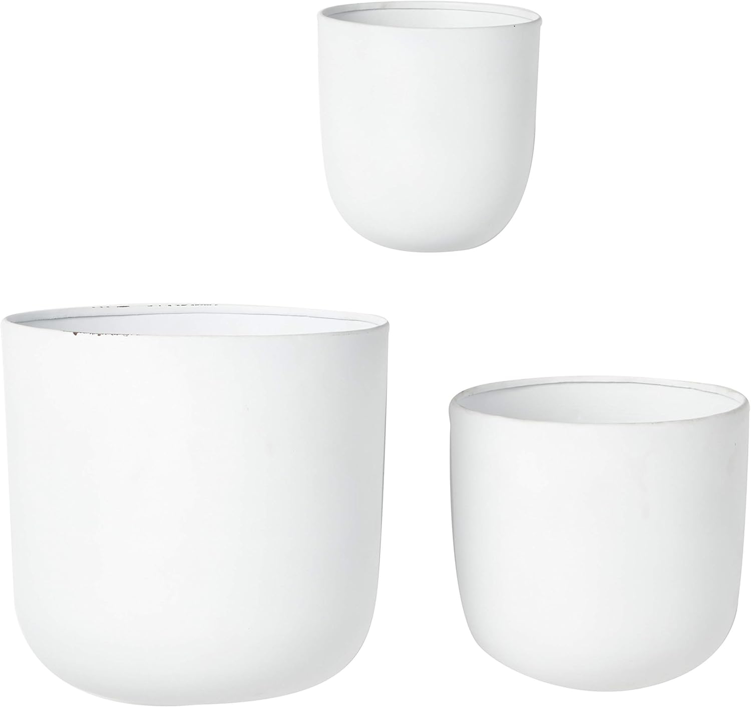 DecMode 9", 7", 6"H Round White Metal Indoor Outdoor Floating Dome Wall Planter (3 Count)