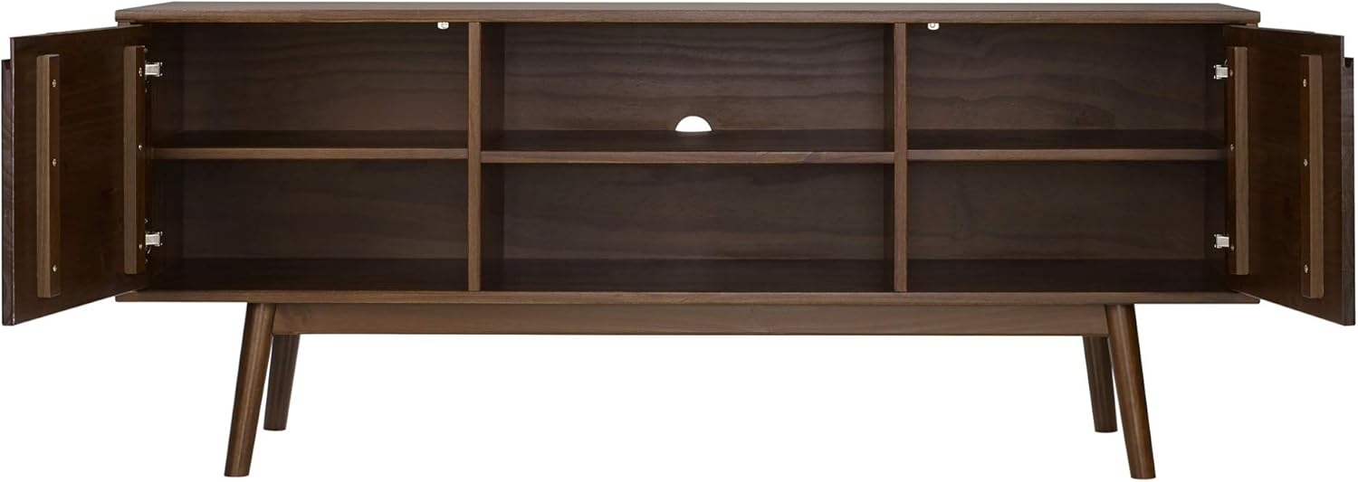 Walnut Solid Wood 58" Modern TV Stand with Cabinet
