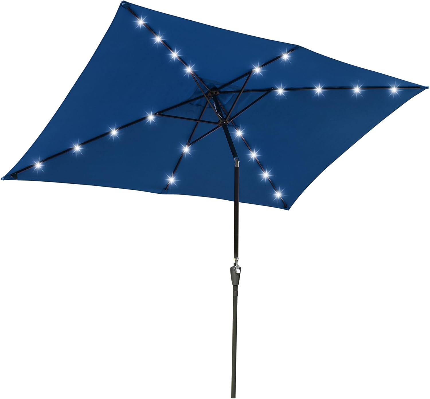 Navy 9ft Solar LED Patio Umbrella with Crank and Tilt