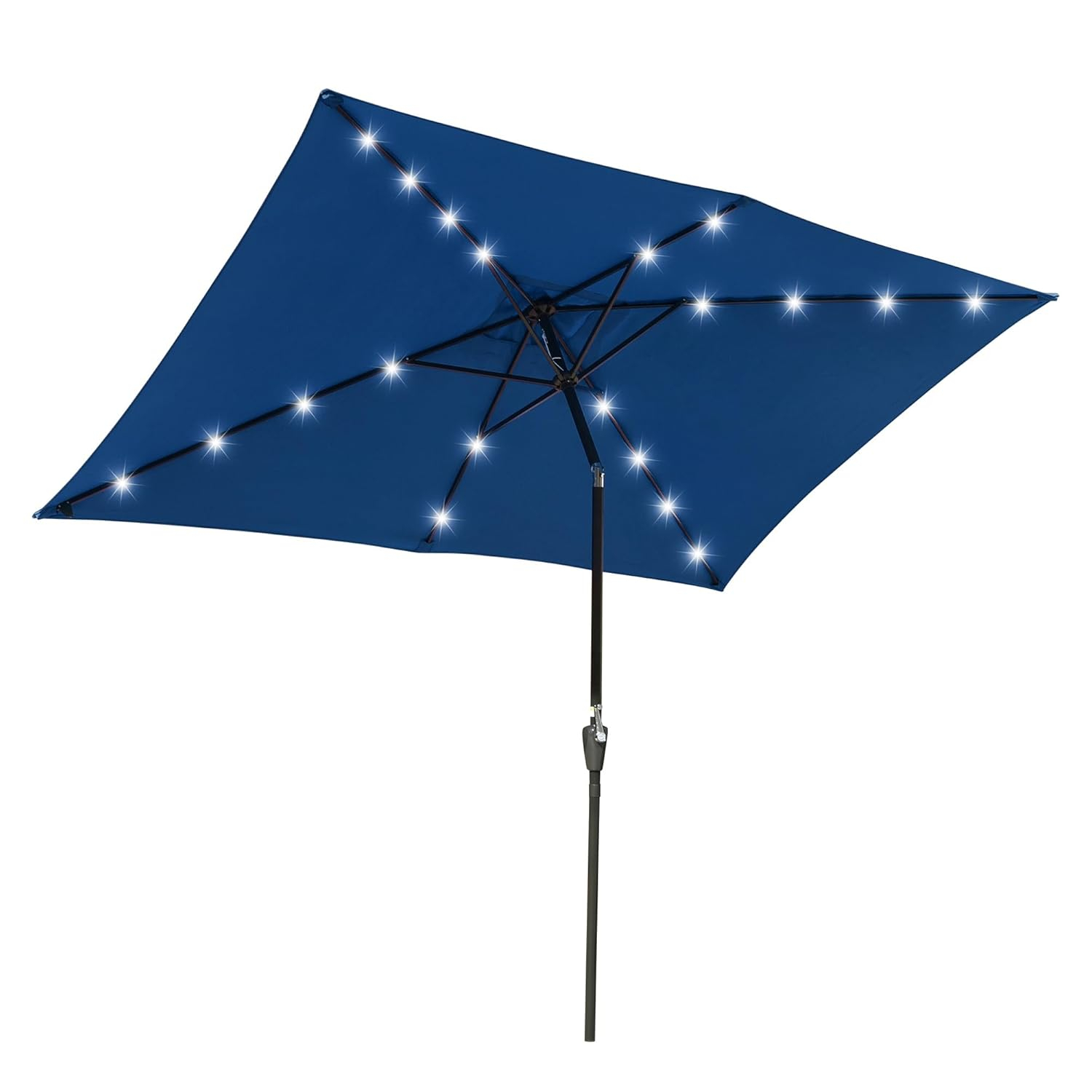Navy 9ft Solar LED Patio Umbrella with Crank and Tilt
