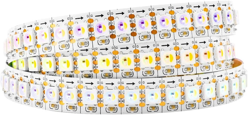 BTF-LIGHTING RGBW RGB+Warm White SK6812 (Similar WS2812B) 4 Colors in 1 LED Strip Individually Addressable 3.3ft 1m 144LED Light Flexible Dream Color IP30 DC5V White PCB (No Adapter or Controller)