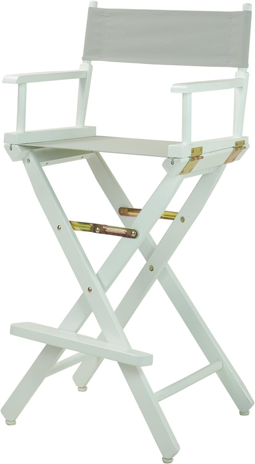 "30" Director's Chair White Frame-Gray Canvas"