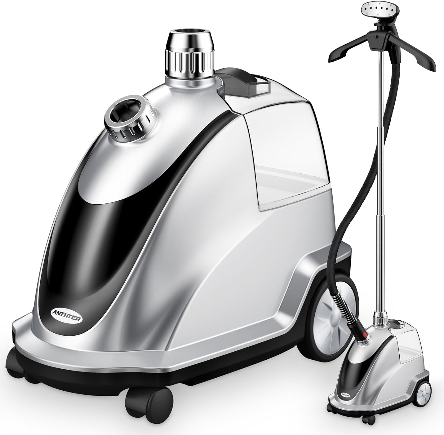 Anthter Silver 1500W Standing Garment Steamer with Wheels