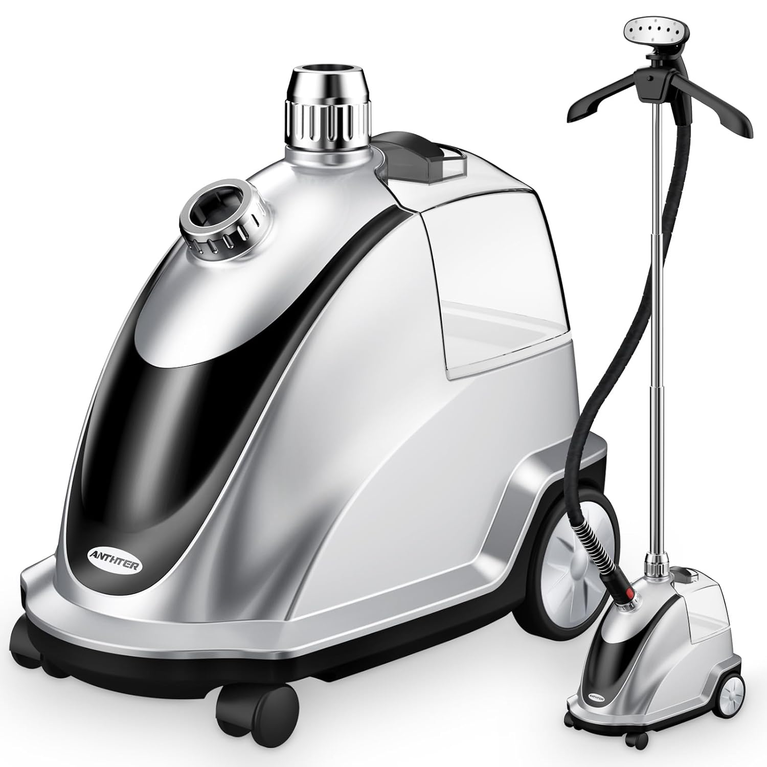 Anthter Silver 1500W Standing Garment Steamer with Wheels