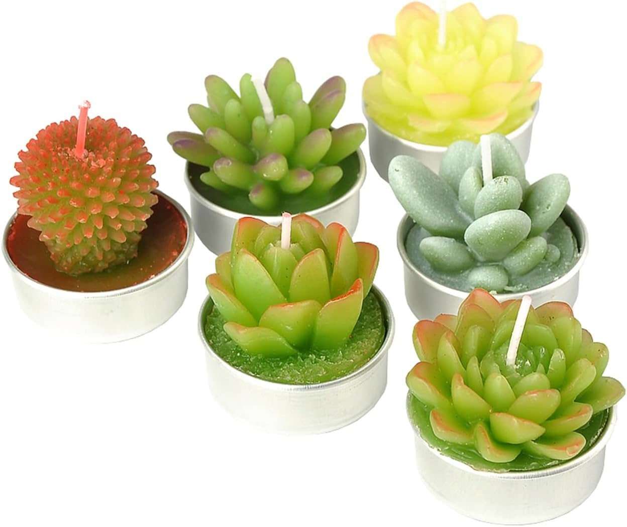 SSleng Cactus Tealight Candles, Handmade Delicate Succulent Cactus Candles（ Perfect for Birthday Party ,Wedding, Spa, Home Decor) C66