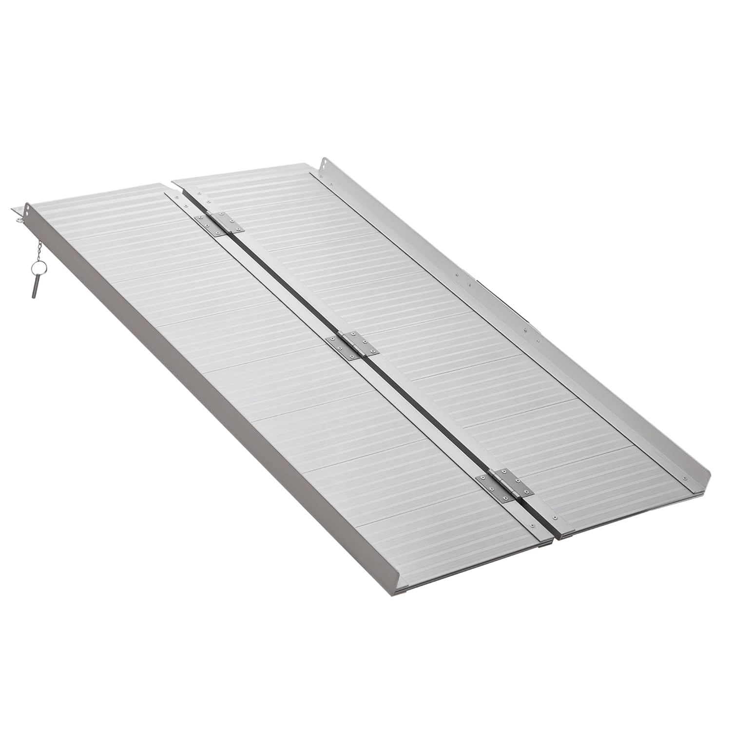 HOMCOM Textured Aluminum Portable Wheelchair Ramp for Home, Steps, Doorways, Foldable Handicap Ramp 4', Threshold Ramp with Durability for Strong Load-Bearing