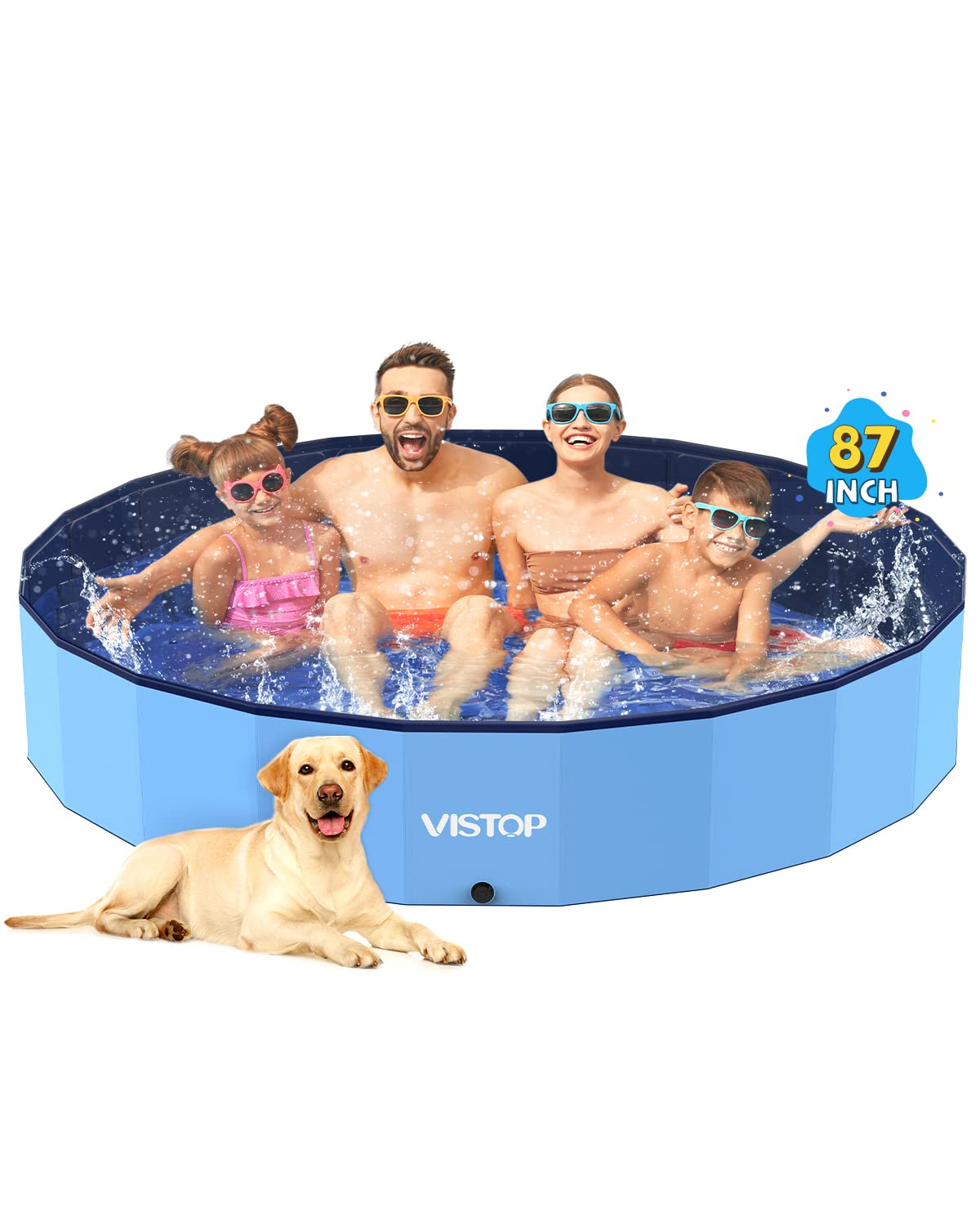 Large Blue Foldable Round PVC Dog and Kiddie Pool