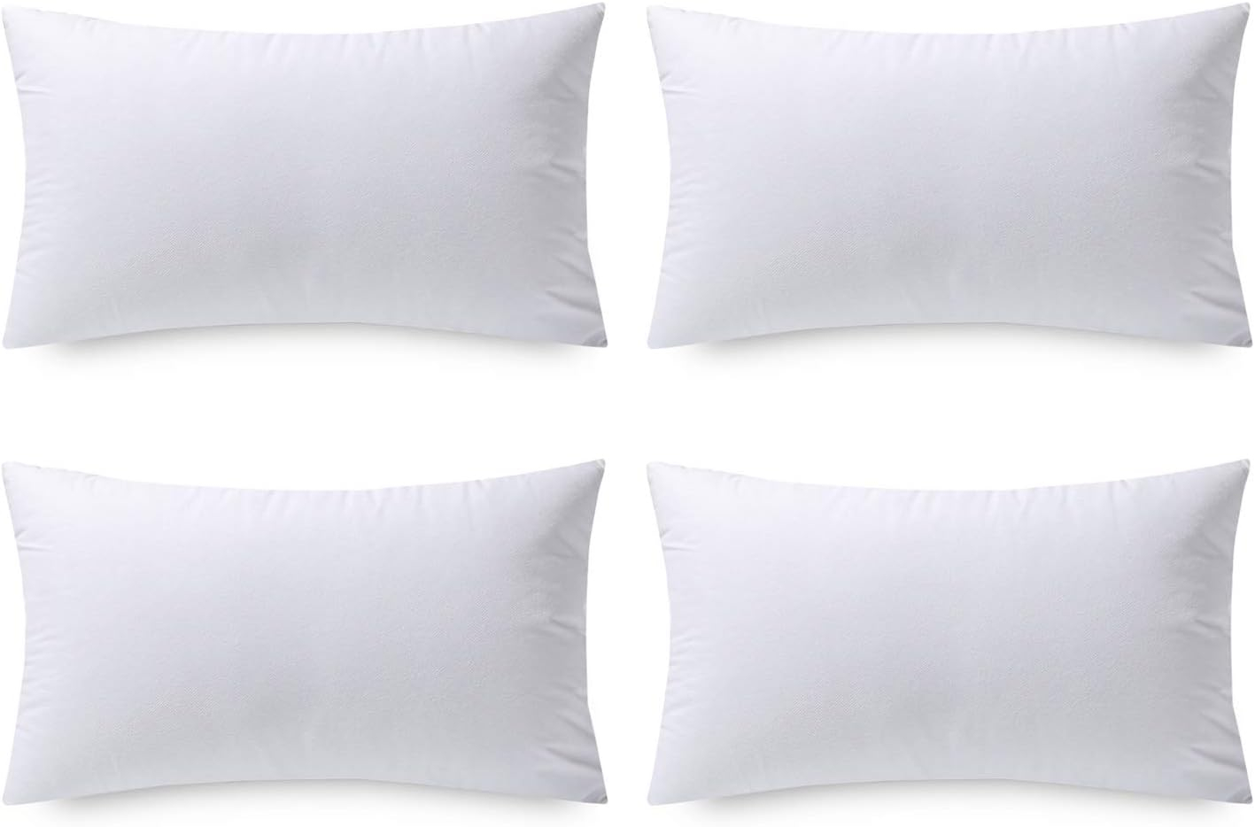 Phantoscope Throw Pillow Inserts, Hypoallergenic Square Form Decorative for Couch Bed Inserts, Made in USA, 4 Pack, 12 x 20 inches