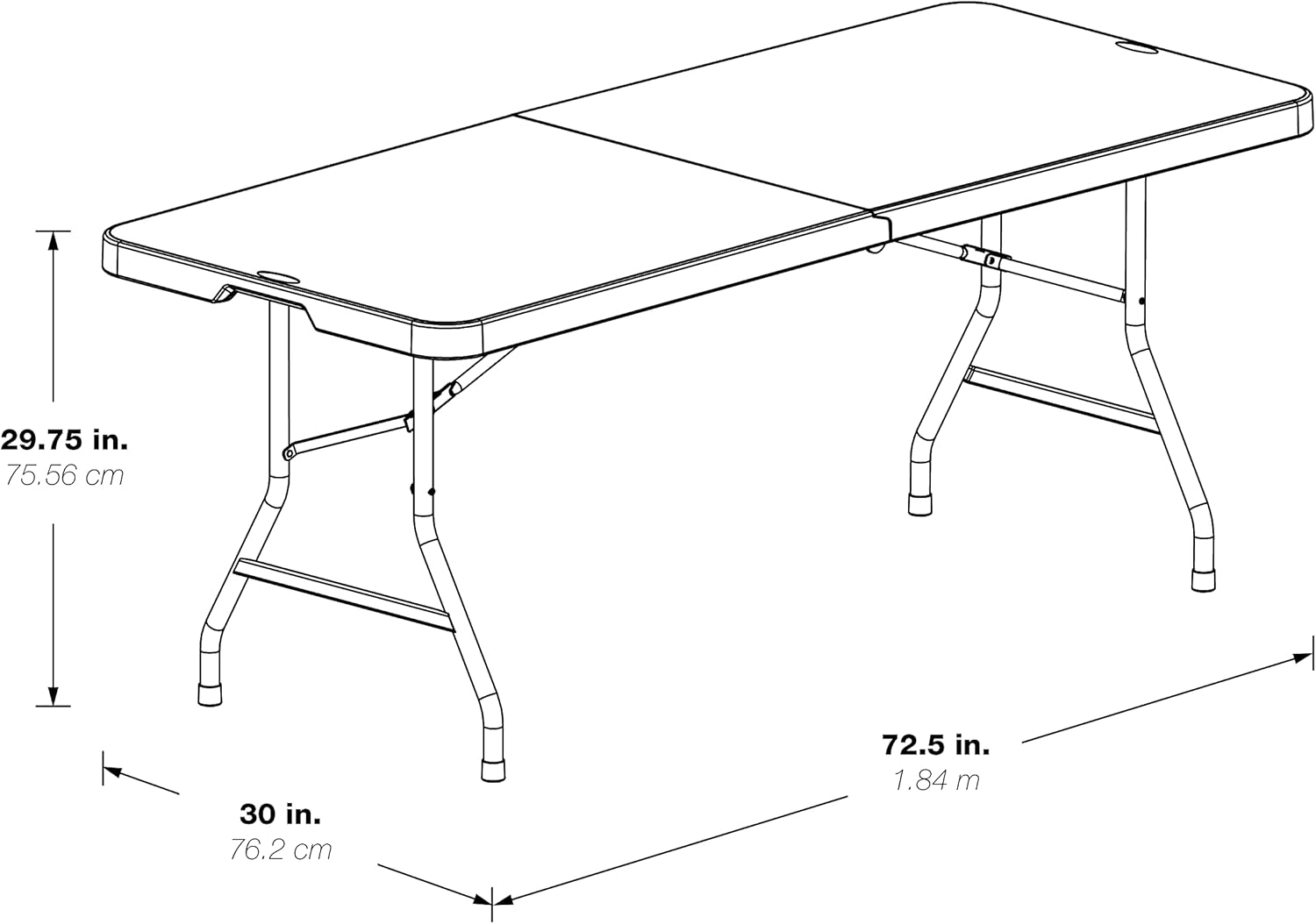 6 foot Resin Multi Purpose Center Light Gray Fold Table with Wheels