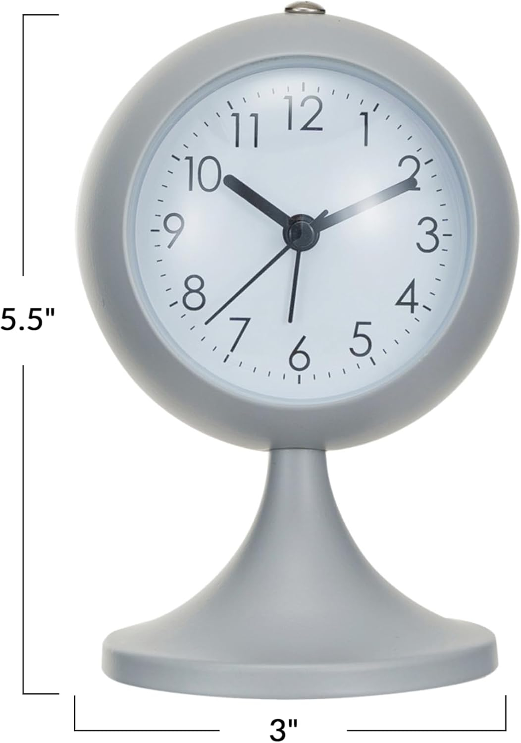 Creative Co-Op Round Metal Table Clock with Alarm, White