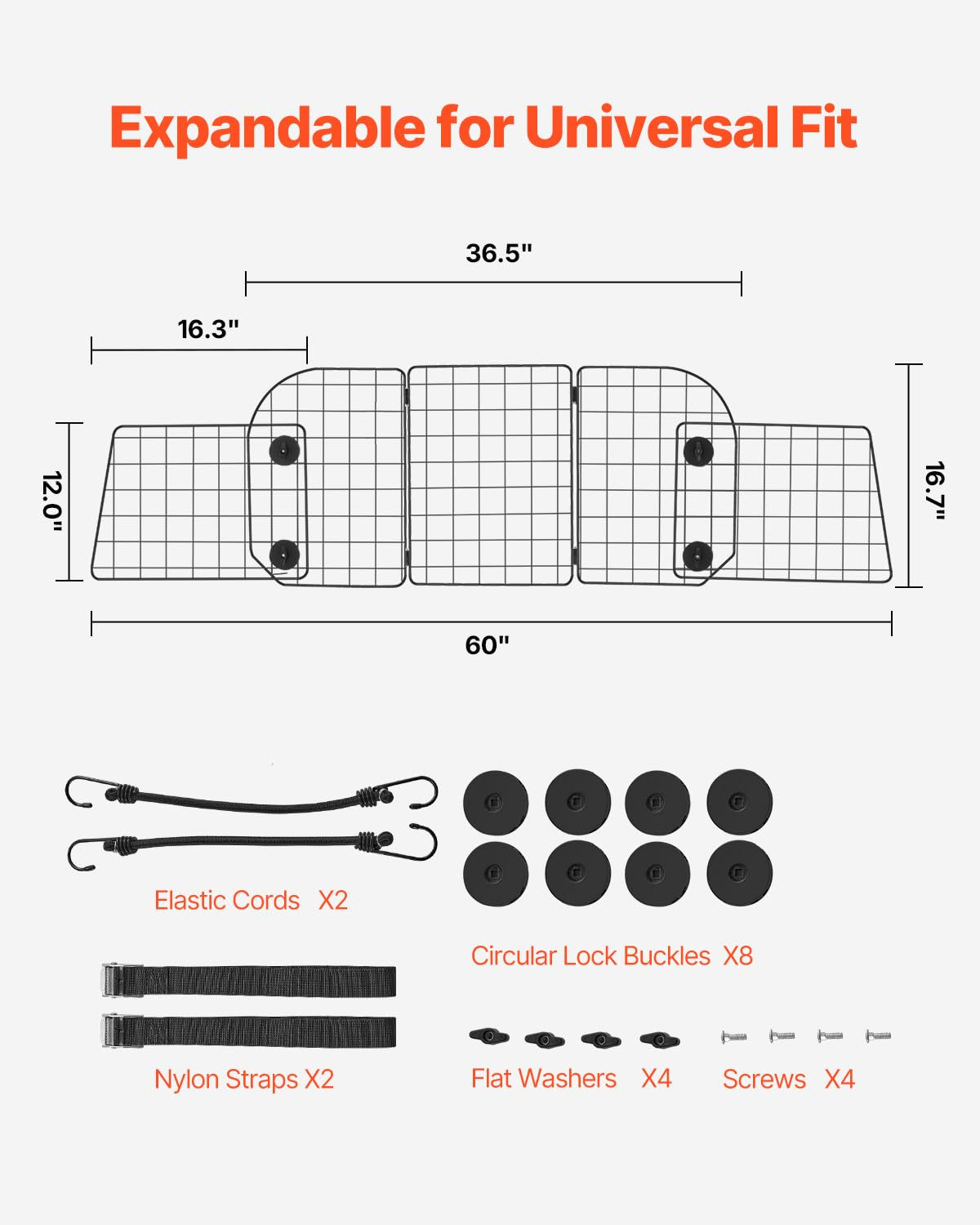 Dog Car Barrier, Adjustable Car Divider for Trunk Cargo Area, Universal-Fit Back Seat Wire Mesh barrier, Furniture Cover