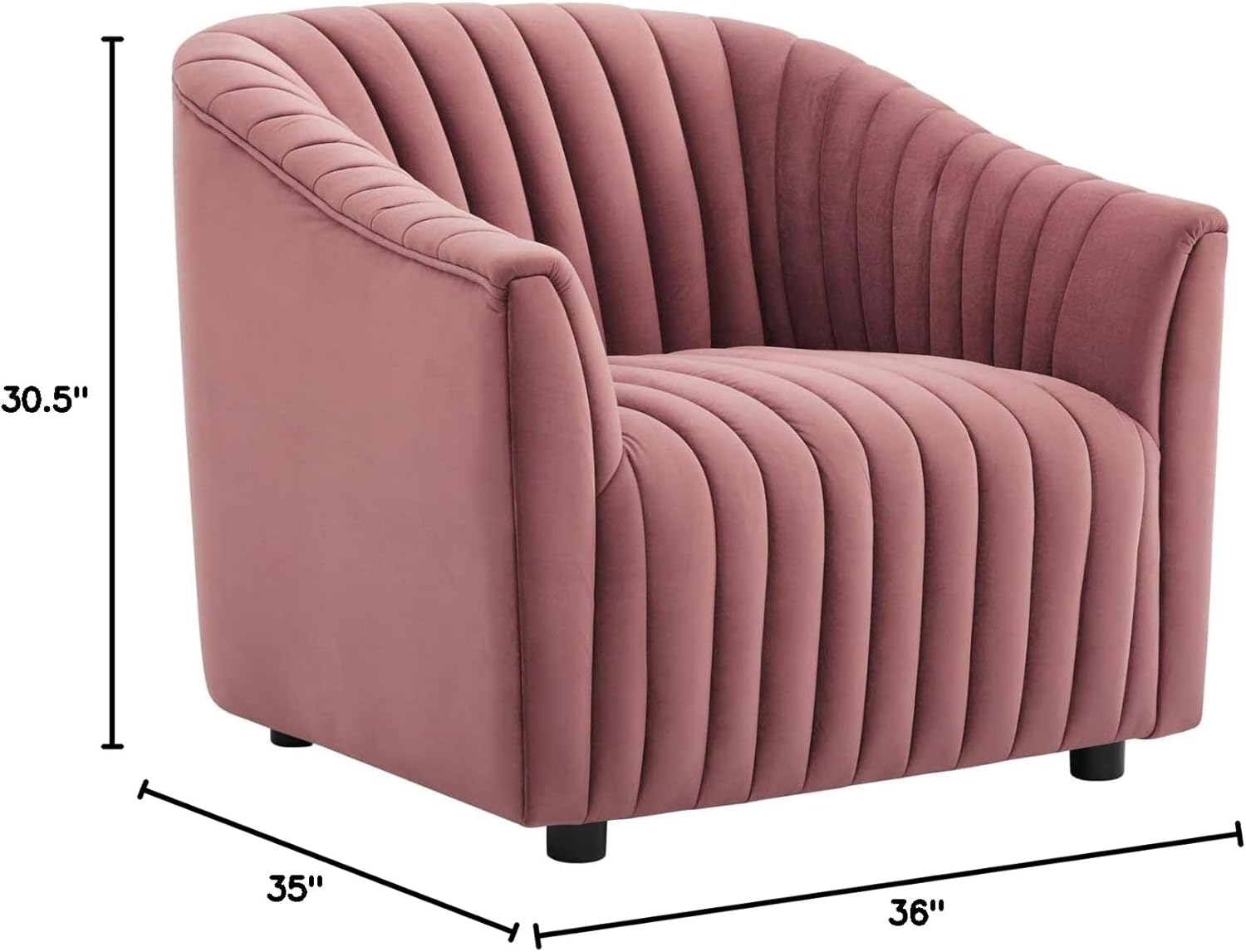 Modway Announce Modern Performance Velvet Tufted Armchair in Dusty Rose Pink