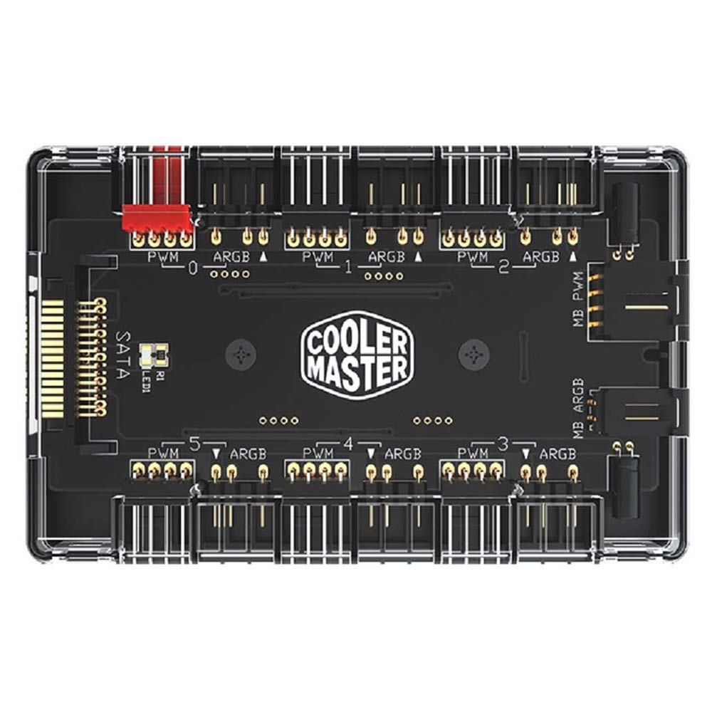 ARGB and PWM Fan HUB,6 Ports for Addressable RGB Lighting,1 to 6 Multi Way Magnetic backplane Splitter 5V/3PIN Case Fan Hub Adapter