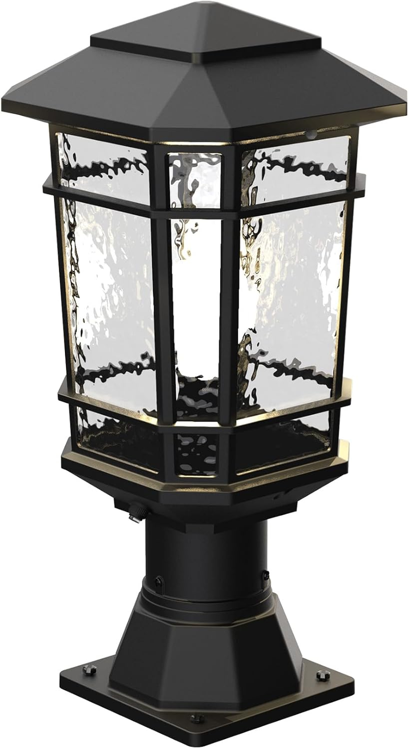 KODA Williams 18.6-in Black Craftsman Outdoor Pier mount with Dusk-to Dawn Sensor Photocell Sensor