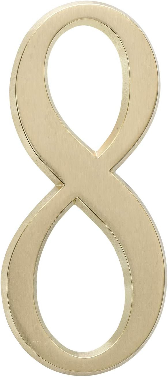 Satin Brass Die Cast Metal House Number 8 Sticker