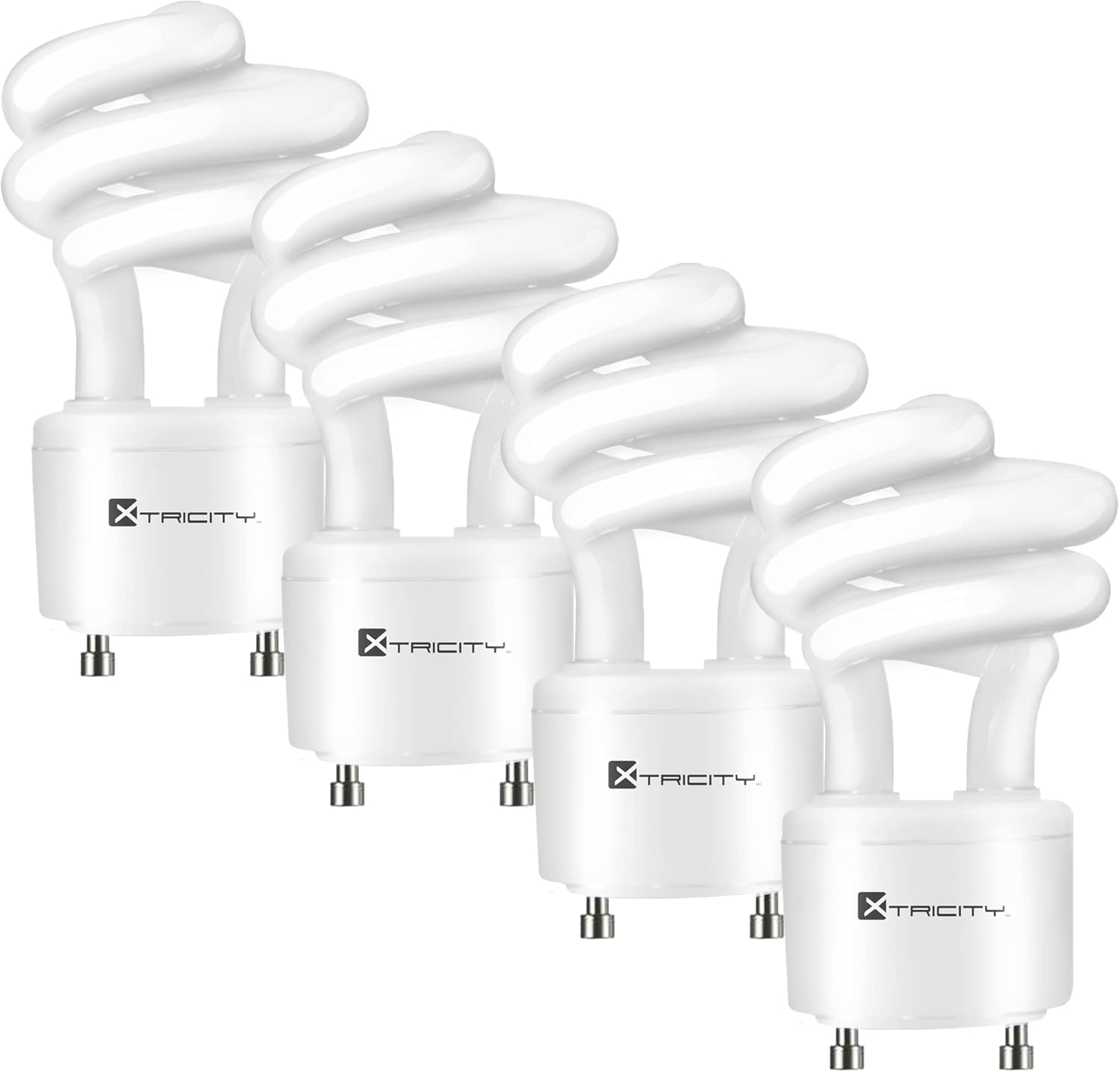 Xtricity Compact Fluorescent GU24 2 Prong Light Bulb Base, T2 Mini Spiral, 13W (60 Watt Equivalent), 2700k Soft White, 900 Lumens, CFL, 120V, UL Listed (2 Pack)