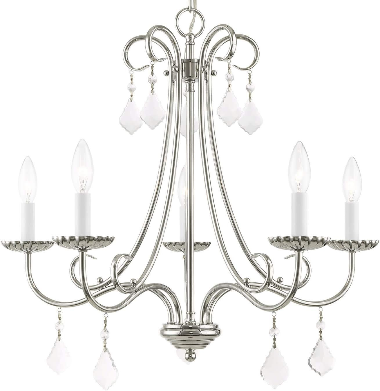 Livex Lighting 40875-05 Transitional Five Light Chandelier from Daphne Collection Finish, Polished Chrome, 22.25