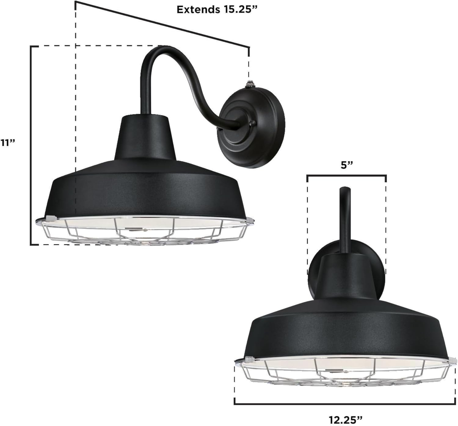 Westinghouse Lighting Westinghouse Academy One-Light LED Outdoor Wall Fixture, Cage Shade 20 Textured Black (New Version) 12-Inch 7 to 12 Inches 13 to