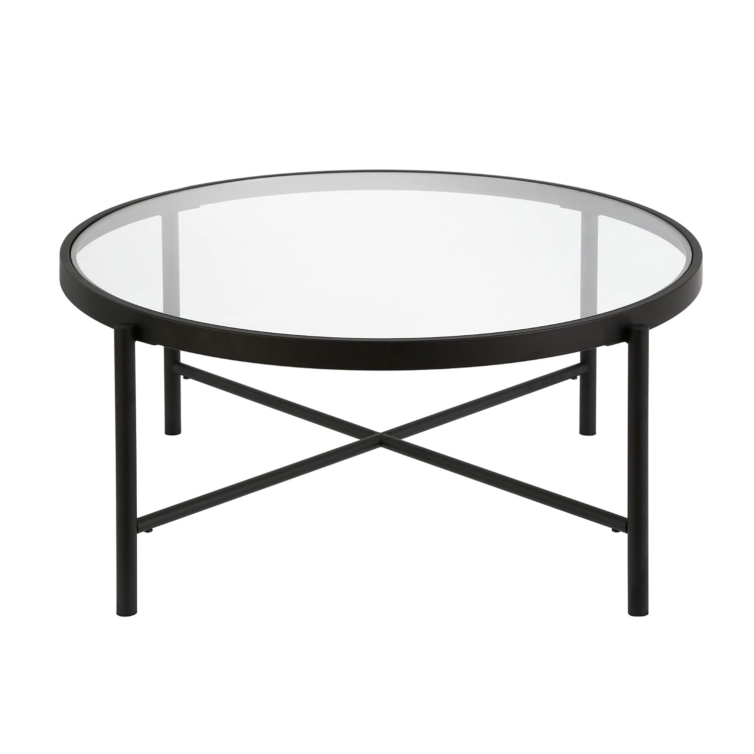 Evelyn&Zoe Duxbury 36" Wide Round Coffee Table, Blackened Bronze