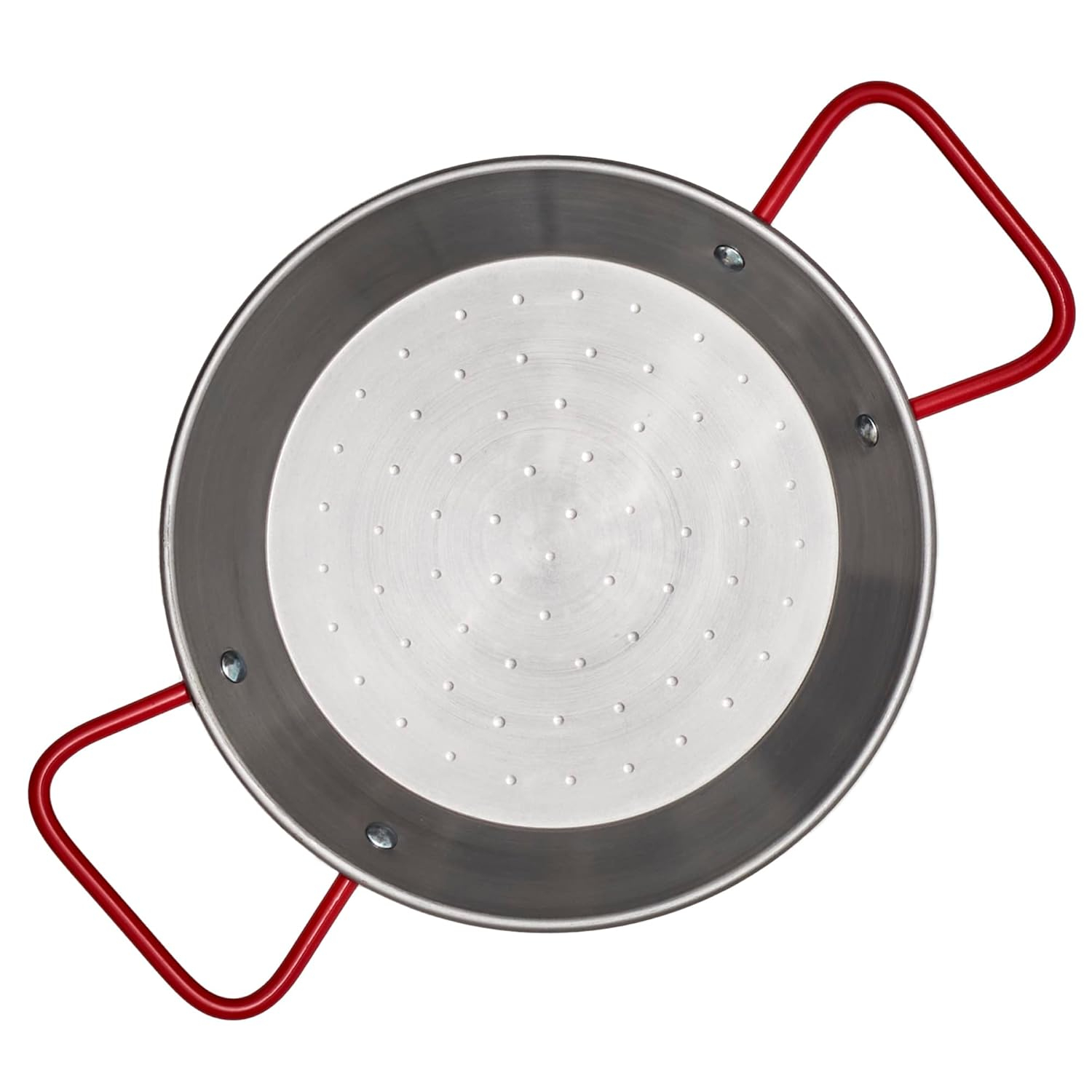 20 cm Polished Carbon Steel Paella Pan with Red Handles