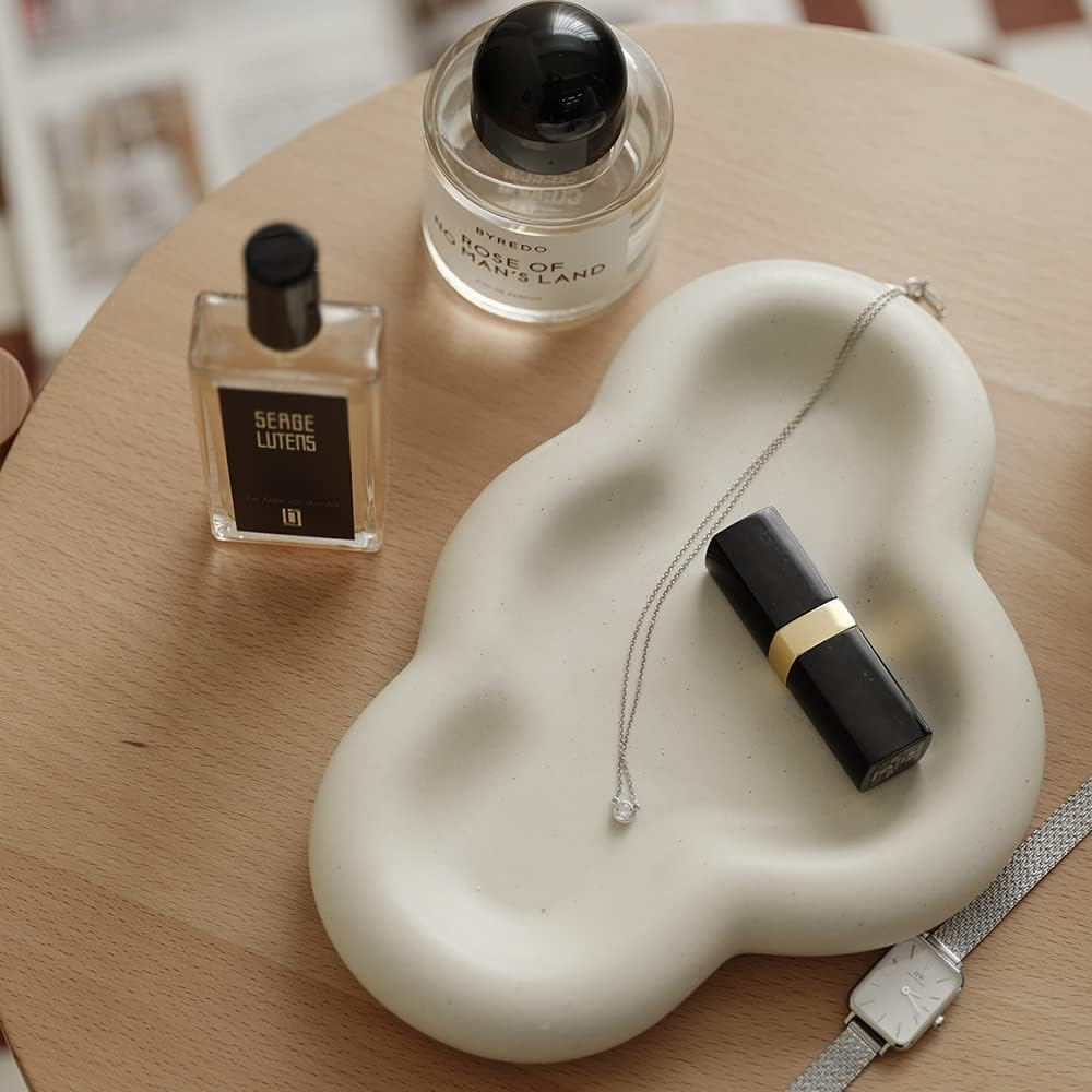 Cream Ceramic Cloud Shaped Jewelry and Trinket Dish