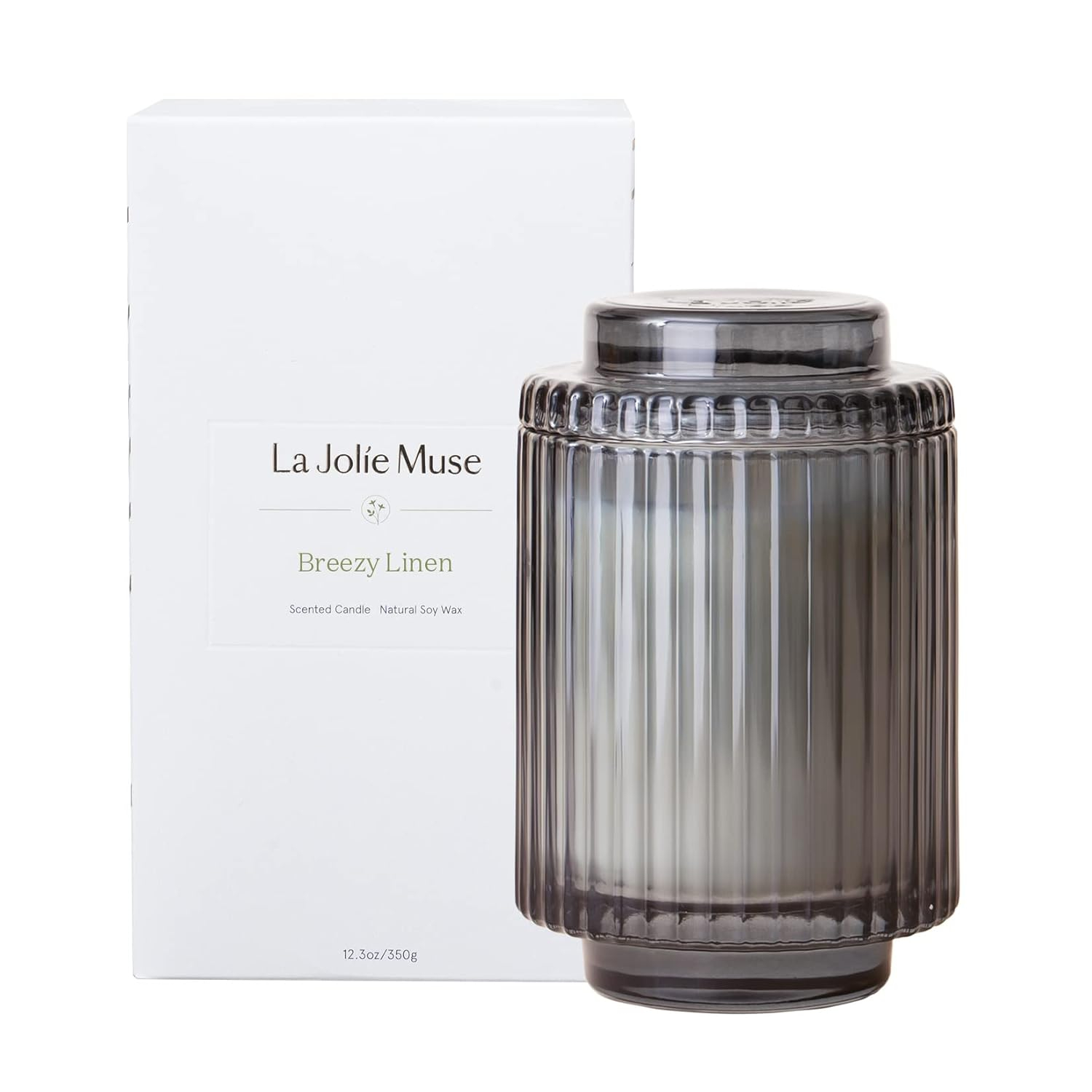LA JOLIE MUSE Linen Scented Candle, Candles for Home Scented, Luxury Jar Candles Gifts for Women & Men, 80 Hours Long Burning, 12.3oz