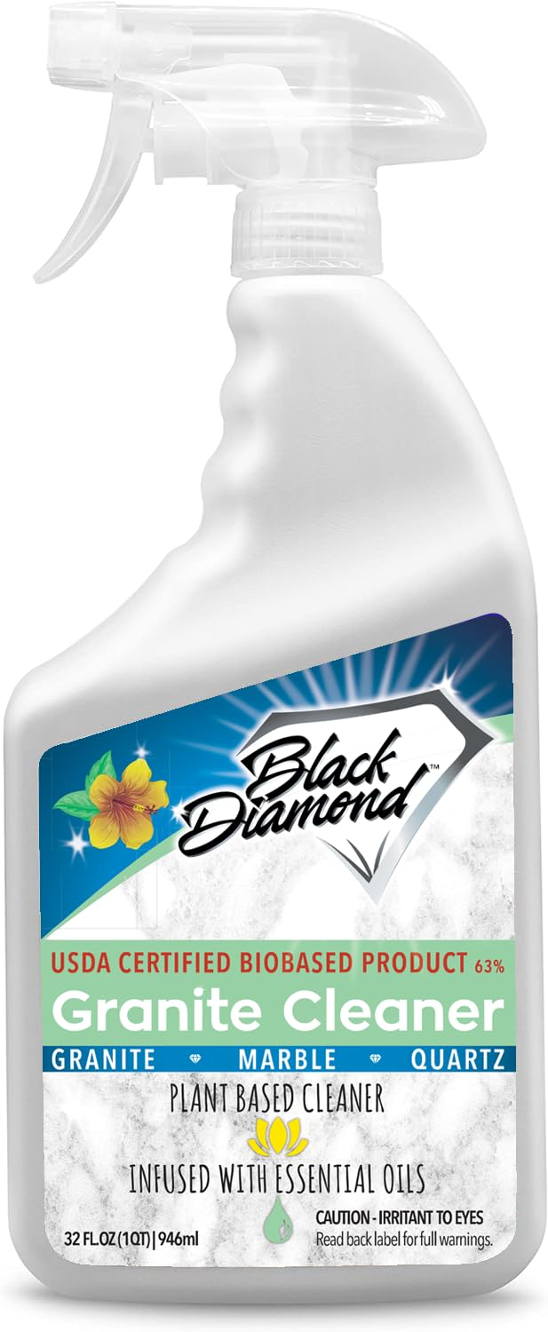 Black Diamond Stoneworks Granite Counter Cleaner: USDA Certified BIOBASED- Safe for Granite and other stone countertops. Safe for food contact formula to keep your countertops looking fresh and clean!