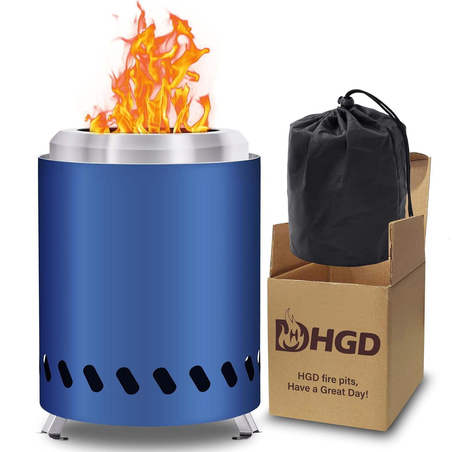 5.5inch Mini Fire Pit for Table, Small Tabletop Fire Pit , Outdoor Fire Pit Tabletop with Carry Bag,Stainless Steel, Blue