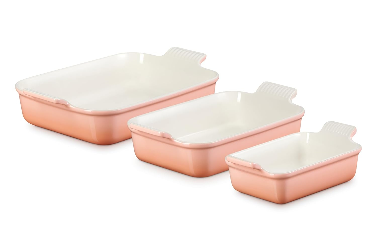 Le Creuset Stoneware Heritage Set 3 Rectangular Dishes, Peche