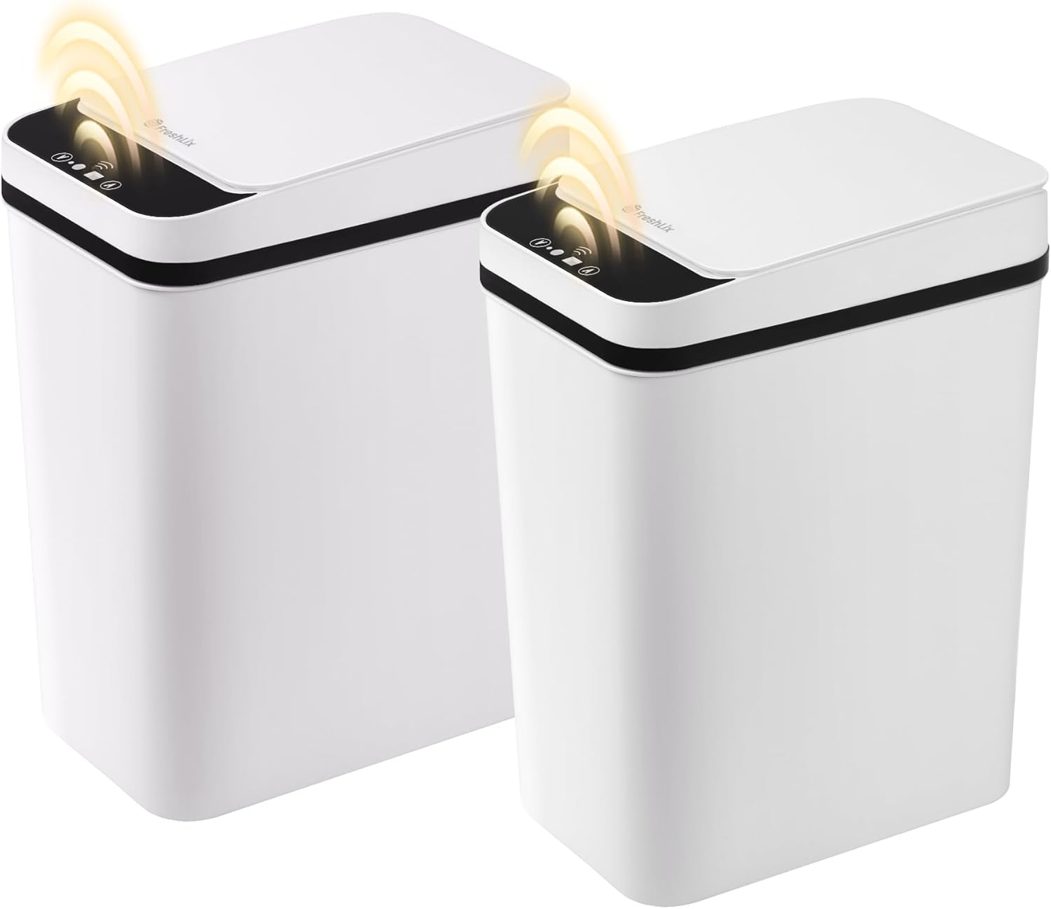 2 Pack Automatic Bathroom Trash Can 2.6 Gallon Smart Touchless Motion Sensor Trash Can with Lid Electric Waterproof Narrow Small Garbage Bin