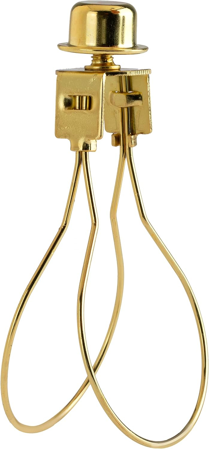 Creative Hobbies Lamp Shade Light Bulb Clip Adapter Clip on with Shade Attaching Finial Top, Gold Color