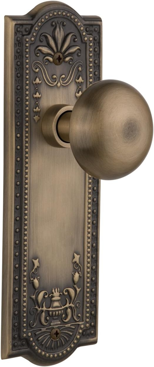 Nostalgic Warehouse Meadows Plate with New York Knob, Double Dummy, Antique Brass