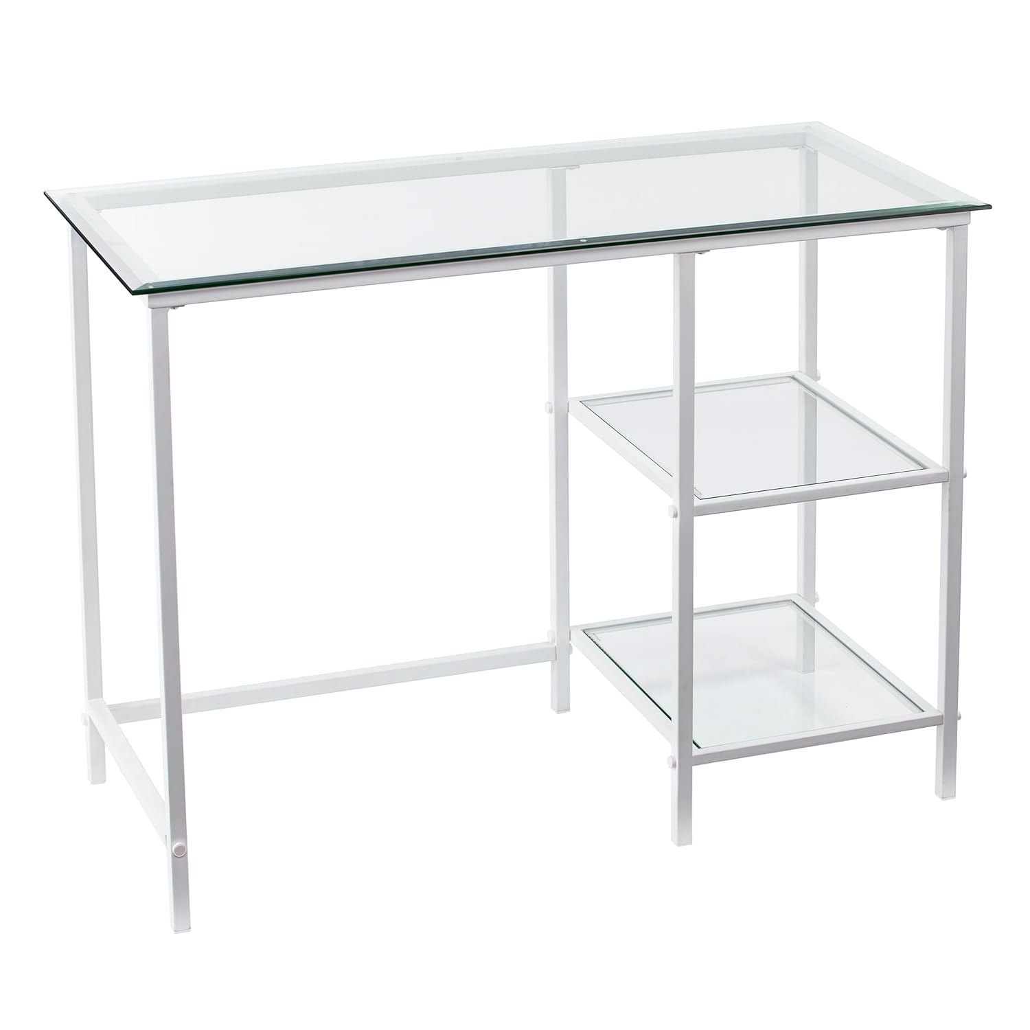 SEI Furniture Layton Metal/Glass Student Desk, White