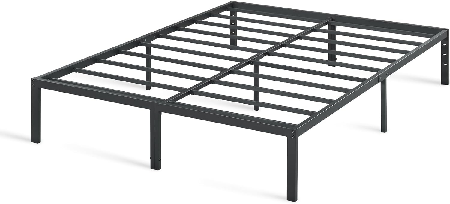 PrimaSleep 18 Inch Heavy Duty Steel Slat Anti-Slip Support, Easy Assembly Platform Bed frame, Noise Free Steel Mattress Foundation, Maximum Storage, No Box Spring Needed, Black, King Size