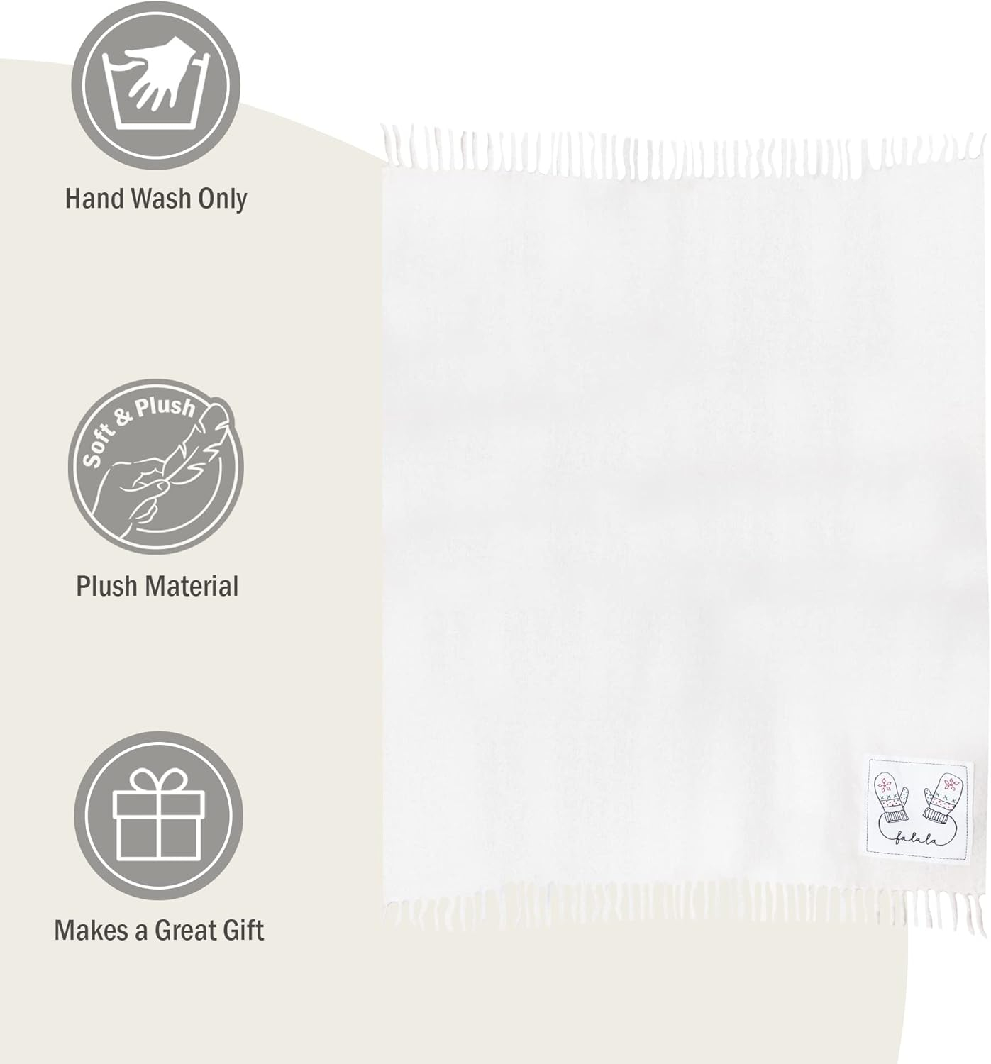 Rae Dunn Throw Blanket- Soft, Decorative Blankets for Bed or Couch, Cozy Throws for Sofa, Christmas Mohair Throw with Embroidered Patch, 50" x 60"